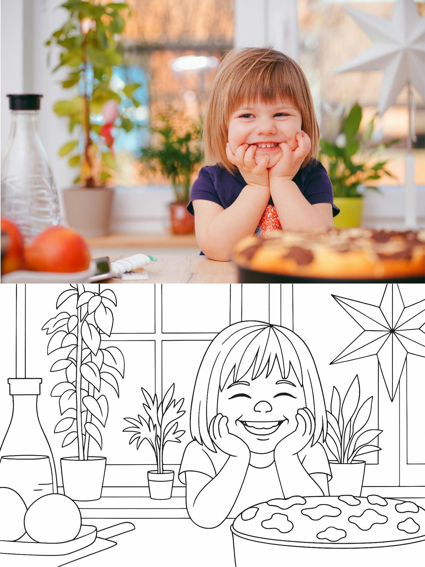 Custom Coloring Page from Your Photo – Personalized Gift for Kids